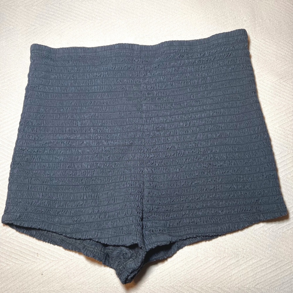 Free People Smocked High Waisted Hot Pants Shorts Gray M